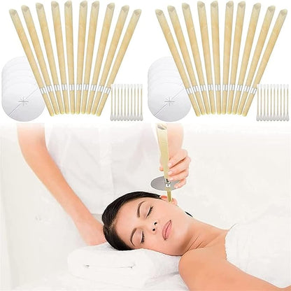 20 PCS Natural Earwax Candle Removal Kits, Beeswax Earwax Cleansing Tool Sets for Adults and Kids, Safe and Easy to Use