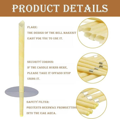 20 PCS Natural Earwax Candle Removal Kits, Beeswax Earwax Cleansing Tool Sets for Adults and Kids, Safe and Easy to Use