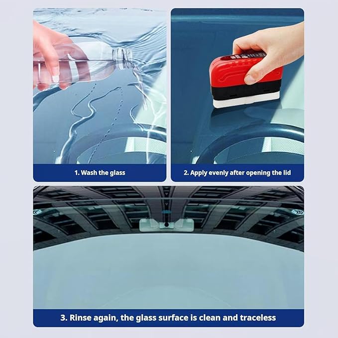 Automotive Oil Film Cleaning Brush, Reusable Oil Film Cleaning Brush, Oil Repellent Film for car Windows, Improves Clarity and Visibility,Oil Film Cleaning Emulsion,universal glass cleaning wipe Board