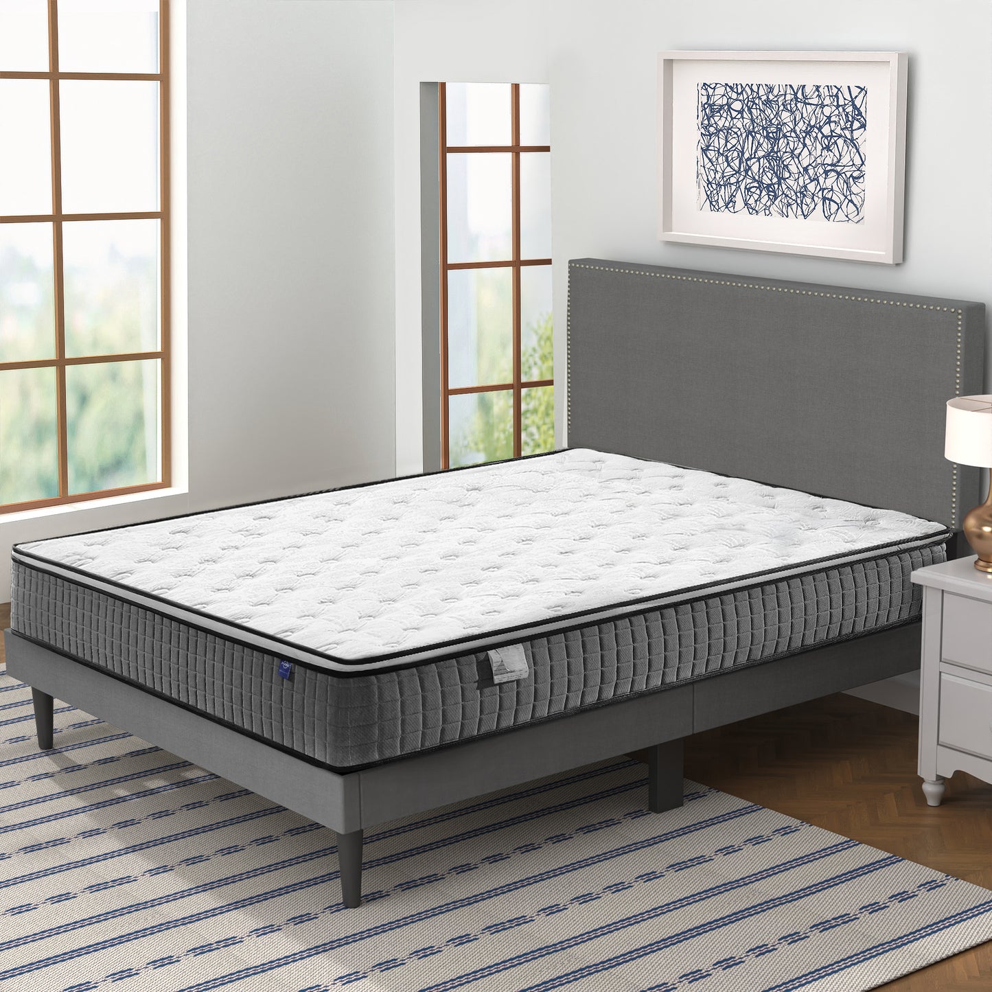 Plaid mattress,12-inch thick memory foam mattress,Queen&King Size Mattress Bed in a Box,Fiberglass Free Mattress