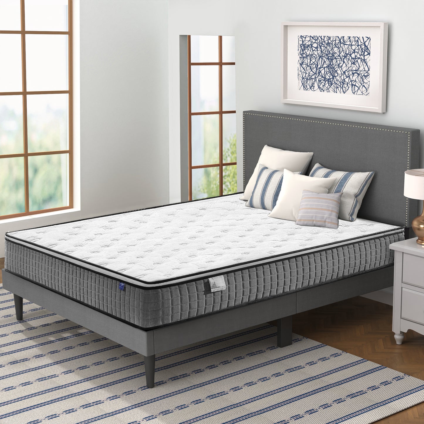 Plaid mattress,12-inch thick memory foam mattress,Queen&King Size Mattress Bed in a Box,Fiberglass Free Mattress