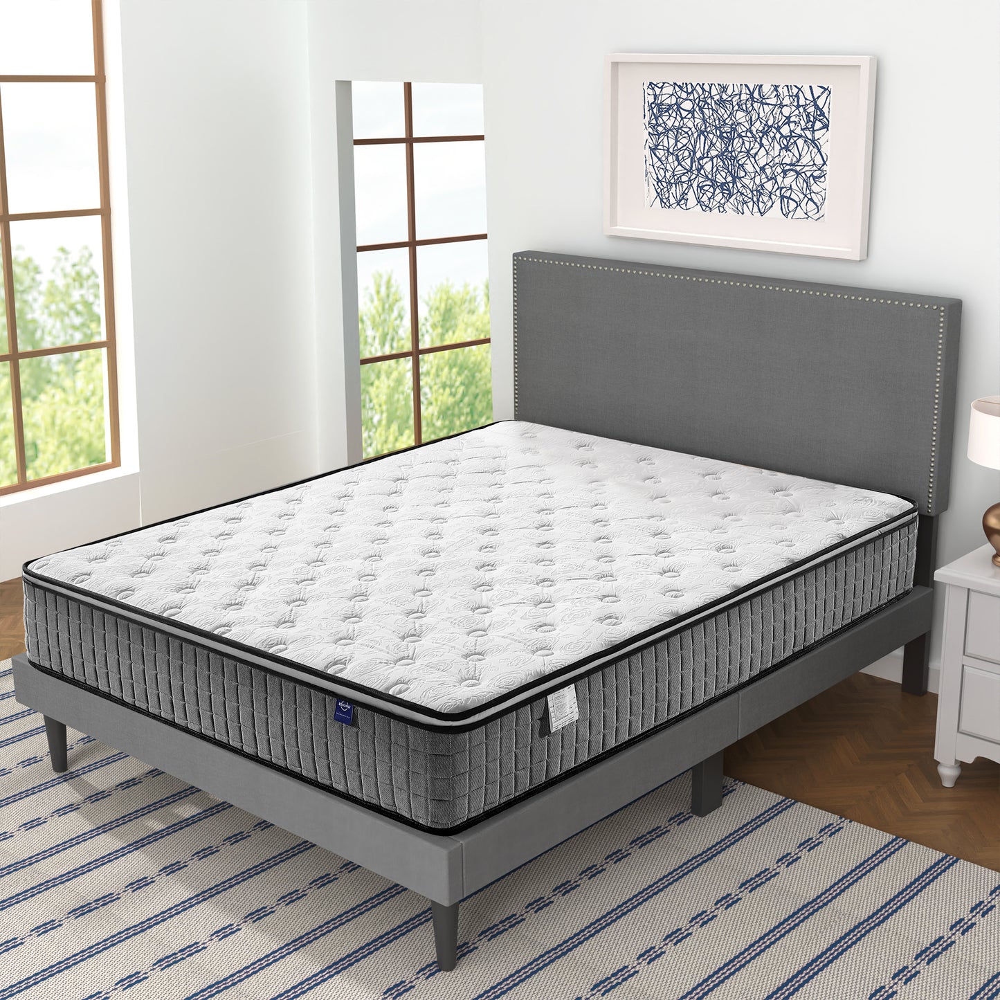 Plaid mattress,12-inch thick memory foam mattress,Queen&King Size Mattress Bed in a Box,Fiberglass Free Mattress