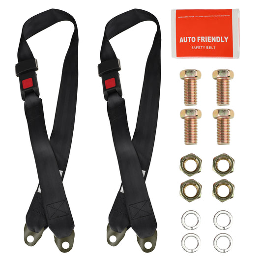 2 Point Adjustable Seat Safety Belt Harness Kit Single Double Seat Lap Seatbelt Universal for Go Kart UTV Buggie Club Vehicle Truck (2 Pack 2 point)
