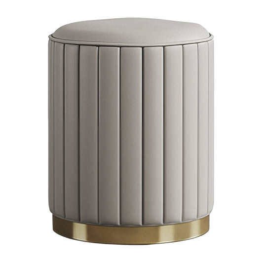 Makeup Vanity Chair,Petal Vanity Chair Leisure Accent Chair with Golden Metal Legs, Vanity Chair for Bedroom Dresser(Grey Round Stool)