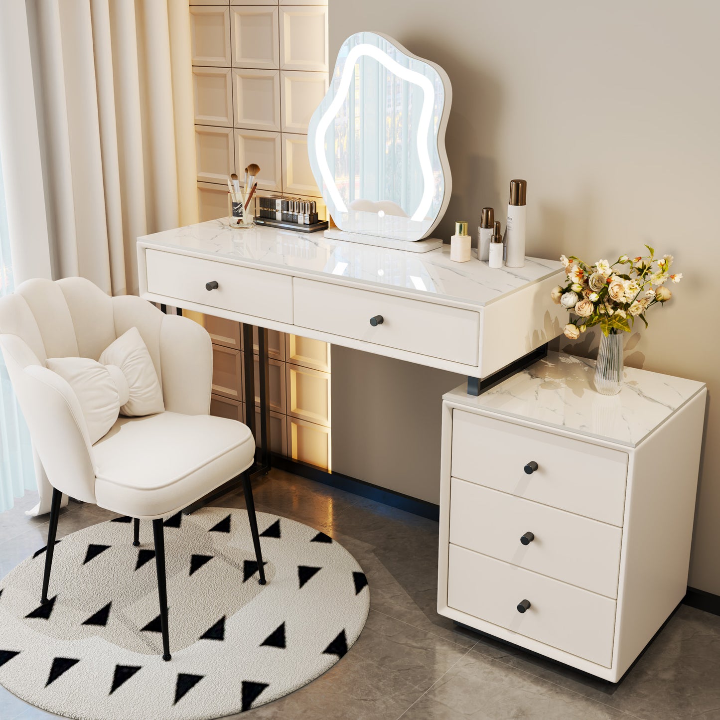 Modern Classic Makeup Vanity Set for Girls Women (White)