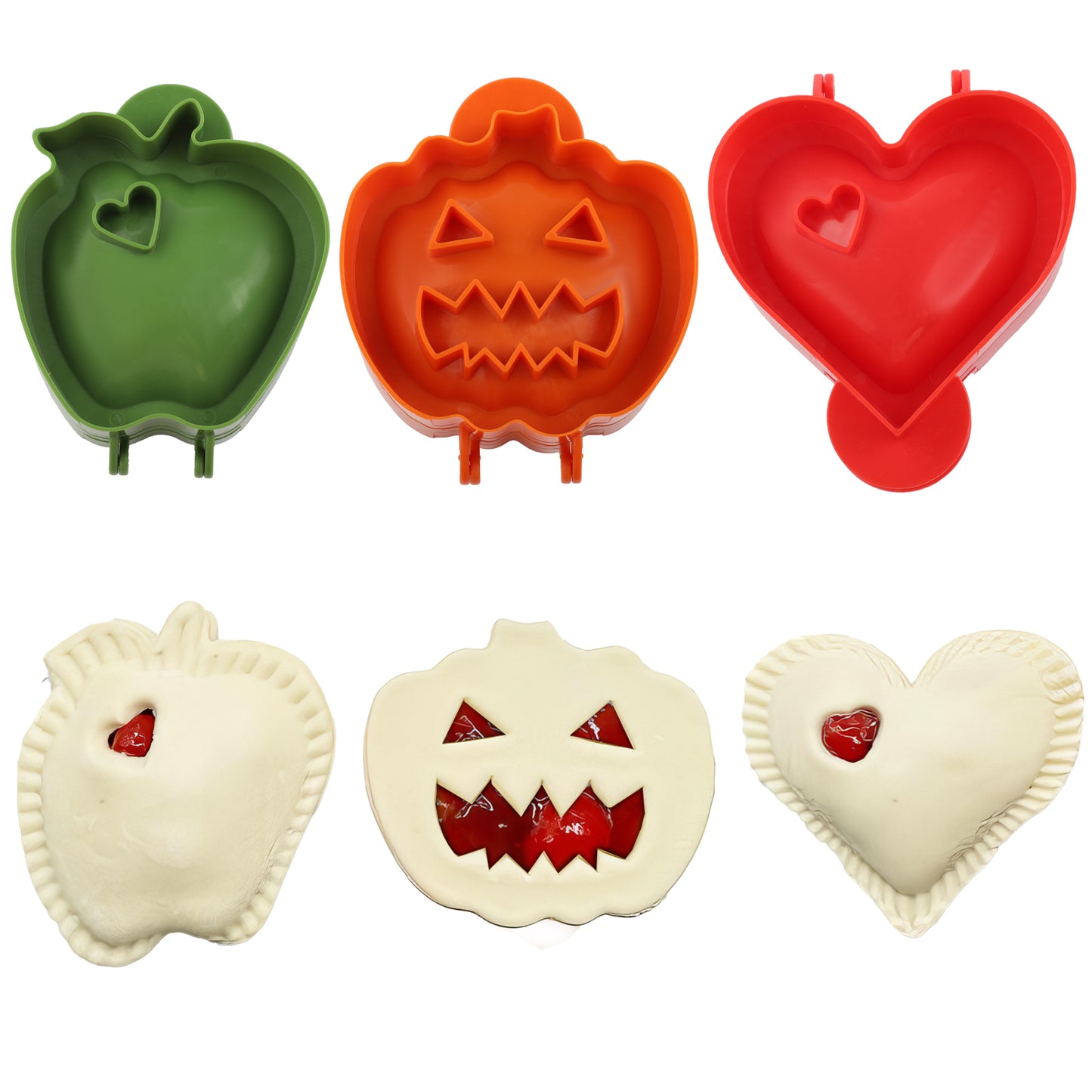 3PCS Holiday Mini Pie Molds for Baking, Mini Pie Maker for Christmas Party Baking Supplies, Dough Presser Pie Gadgets, Hand Pie Mold for Baking, Party, Potluck（Green）