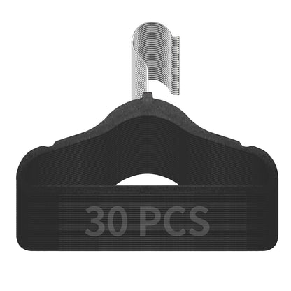 Premium Black Velvet Hangers 30 Pack-Space Saving Felt Hanger, Non Slip Clothes Hangers fo! Closet, Heavy Duty Hanger for coats, Shirts & Pants,360° Swivel Hook, Hold Up to 10lbs