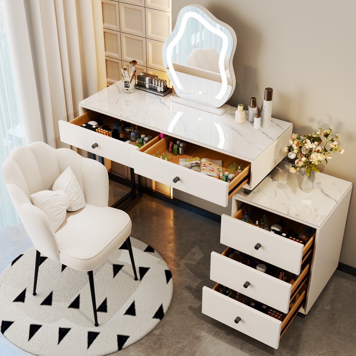 Modern Classic Makeup Vanity Set for Girls Women (White)