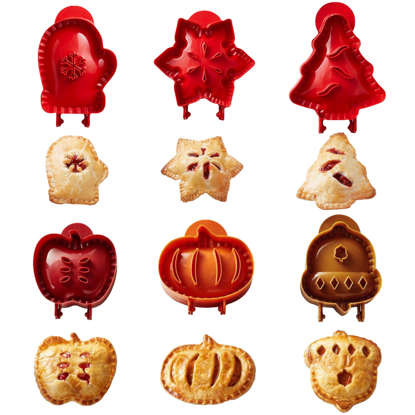 6PCS Christmas Mini Pie Molds for Baking, Party Potluck Hand Pie Molds, Pumpkin Cookie Cutters, Hand Pies Press Mold Maker for Festivals and Parties, Pies Gadgets For Ravioli,Pierogi,Calzone,Empanada