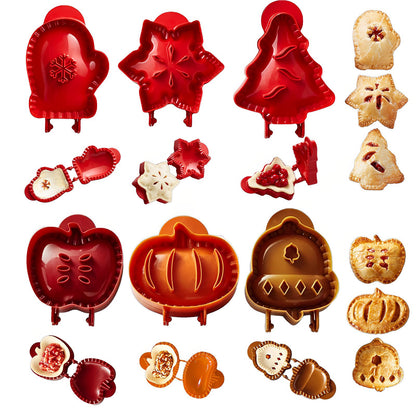 6PCS Christmas Mini Pie Molds for Baking, Party Potluck Hand Pie Molds, Pumpkin Cookie Cutters, Hand Pies Press Mold Maker for Festivals and Parties, Pies Gadgets For Ravioli,Pierogi,Calzone,Empanada