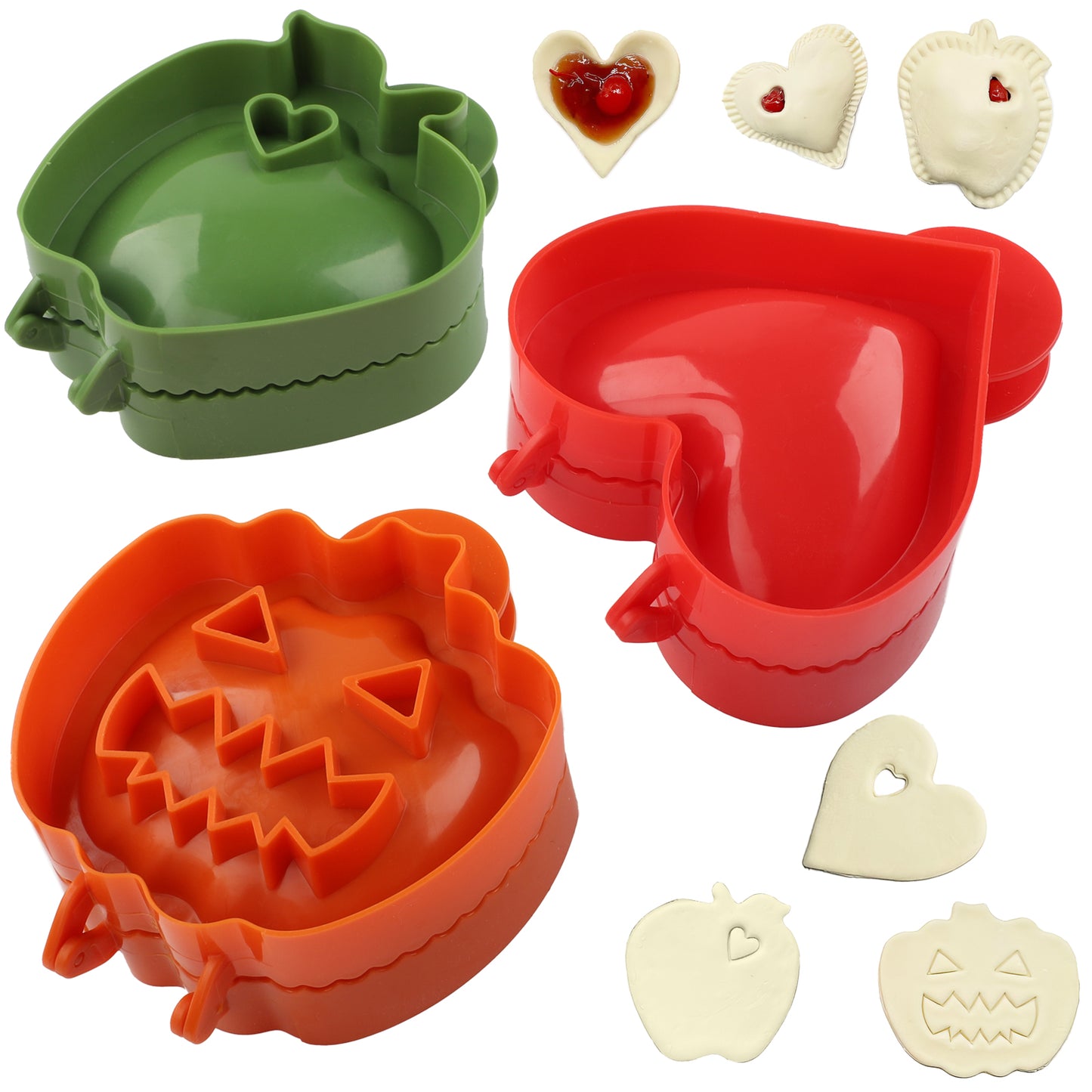 3PCS Holiday Mini Pie Molds for Baking, Mini Pie Maker for Christmas Party Baking Supplies, Dough Presser Pie Gadgets, Hand Pie Mold for Baking, Party, Potluck（Green）