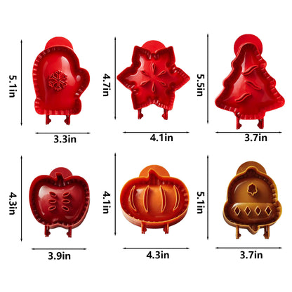 6PCS Christmas Mini Pie Molds for Baking, Party Potluck Hand Pie Molds, Pumpkin Cookie Cutters, Hand Pies Press Mold Maker for Festivals and Parties, Pies Gadgets For Ravioli,Pierogi,Calzone,Empanada