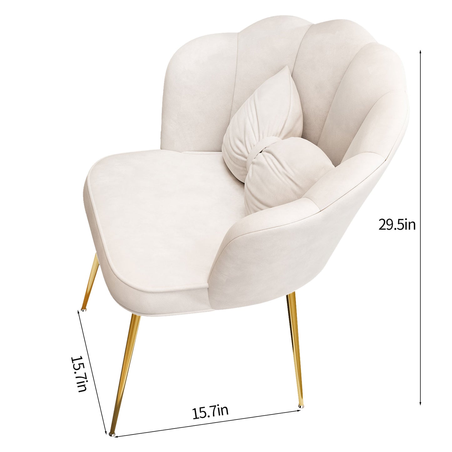 Petal Vanity Chair for Makeup Room - Vanity Chair with Metal Legs, Makeup Chair for Bedroom (White)