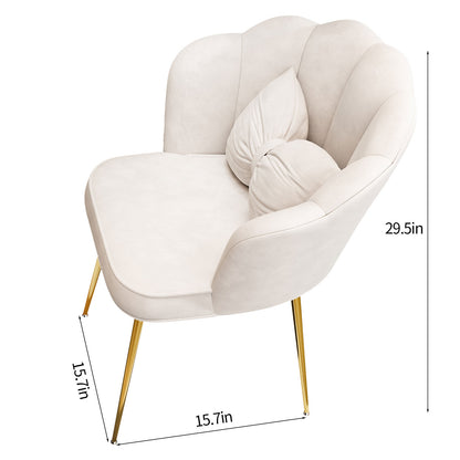 Petal Vanity Chair for Makeup Room - Vanity Chair with Metal Legs, Makeup Chair for Bedroom (White)