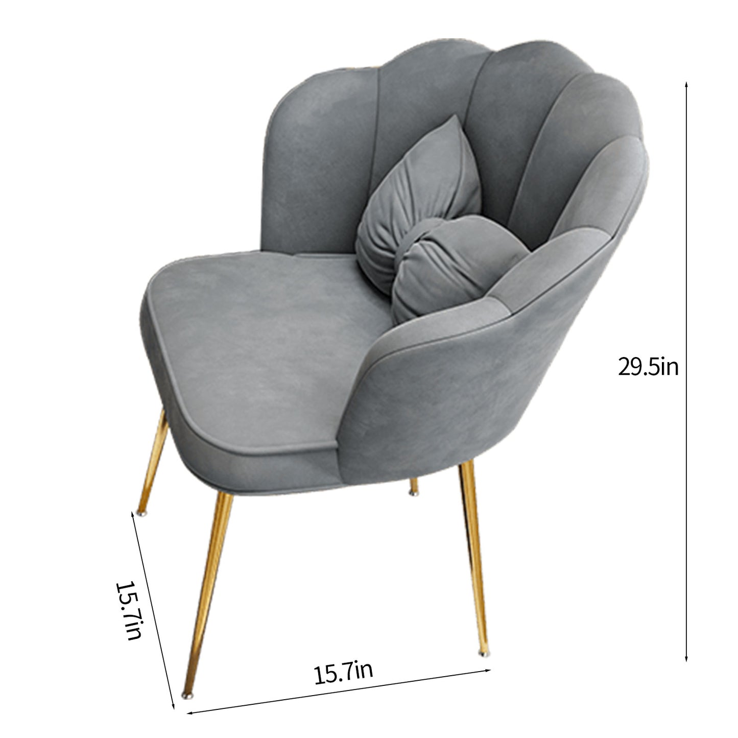 Makeup Vanity Chair,Petal Vanity Chair Leisure Accent Chair with Golden Metal Legs, Vanity Chair for Bedroom Dresser(Grey Gold Chair)