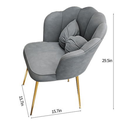 Makeup Vanity Chair,Petal Vanity Chair Leisure Accent Chair with Golden Metal Legs, Vanity Chair for Bedroom Dresser(Grey Gold Chair)