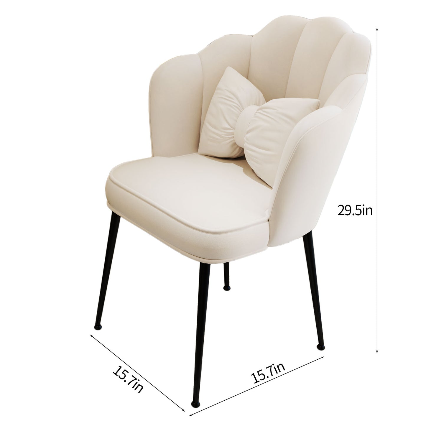 Petal Vanity Chair Leisure Accent Chair with Golden Metal Legs(White and Black Chair)