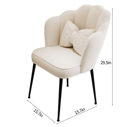 Petal Vanity Chair Leisure Accent Chair with Golden Metal Legs(White and Black Chair)