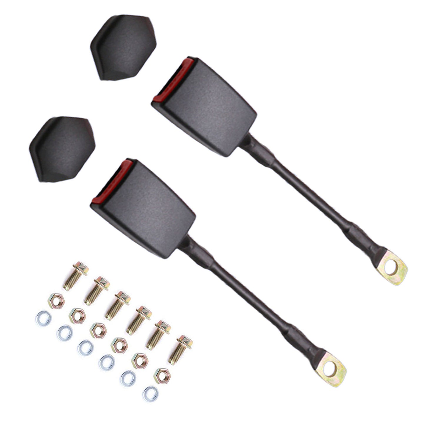 2 Pack 3 Point Seat Belt Pads Universal Adjustable Retractable Lap Set for Go Kart,Club Golf Cart,UTV,VR,Minivan Van, SUV, Cars, Buggies,Pickup and Truck for Modification Belts Kits (Red)