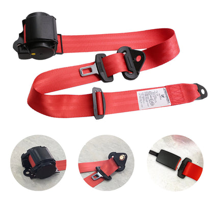 2 Pack 3 Point Seat Belt Pads Universal Adjustable Retractable Lap Set for Go Kart,Club Golf Cart,UTV,VR,Minivan Van, SUV, Cars, Buggies,Pickup and Truck for Modification Belts Kits (Red)