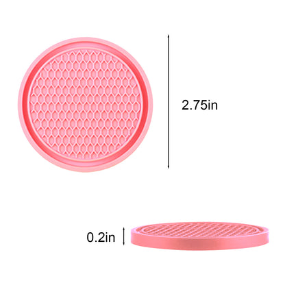 2 PCS Car Cup Holder Coaster, 2.75In PVC Anti Slip Cup Holder Insert Coaster, Honeycomb Waterproof Fixed Tea Coaster, Universal for Vehicle Interior Cup Mats (Pink)