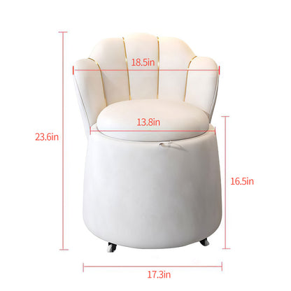 Makeup Vanity Chair,Begonia-Shaped chair Vanity Stool with Built-in Storage and Comfortable Backrest (White)
