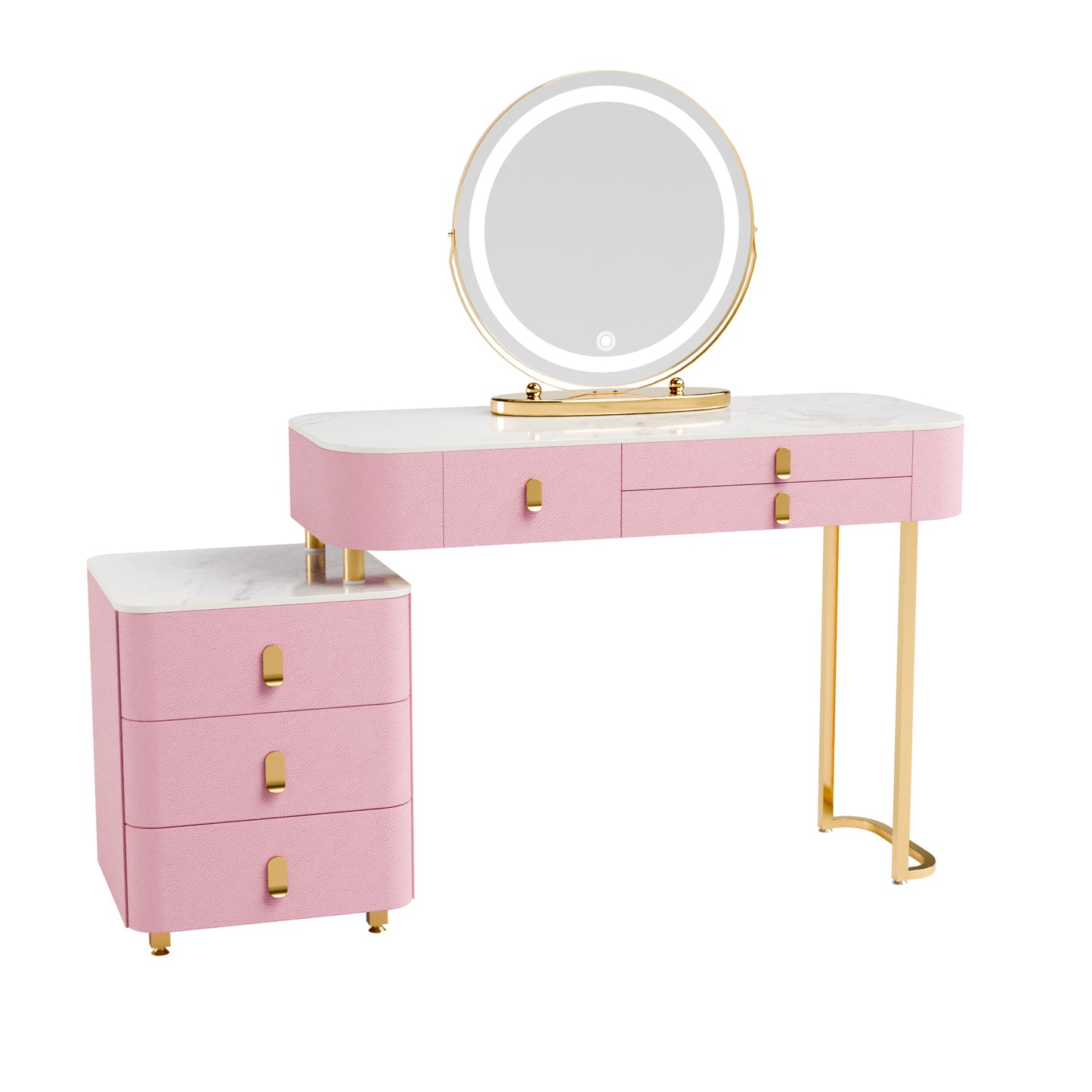 Marble Top Vanity Set,Luxury Makeup Vanity Table,Vanity with 6 Drawers,LED Smart Makeup Mirror,Luxury Vanities Fit for Family Bedroom,Gifts for Her (39 Inch)