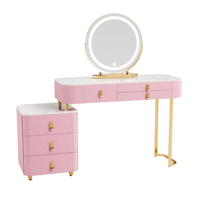 Marble Top Vanity Set,Luxury Makeup Vanity Table,Vanity with 6 Drawers,LED Smart Makeup Mirror,Luxury Vanities Fit for Family Bedroom,Gifts for Her (39 Inch)