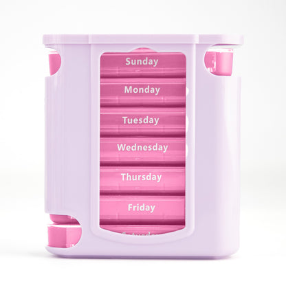 Weekly Pill Organizer, 7 Stackable Compartments Four Times-a-Day - Morning, Noon, Evening, and Bedtime