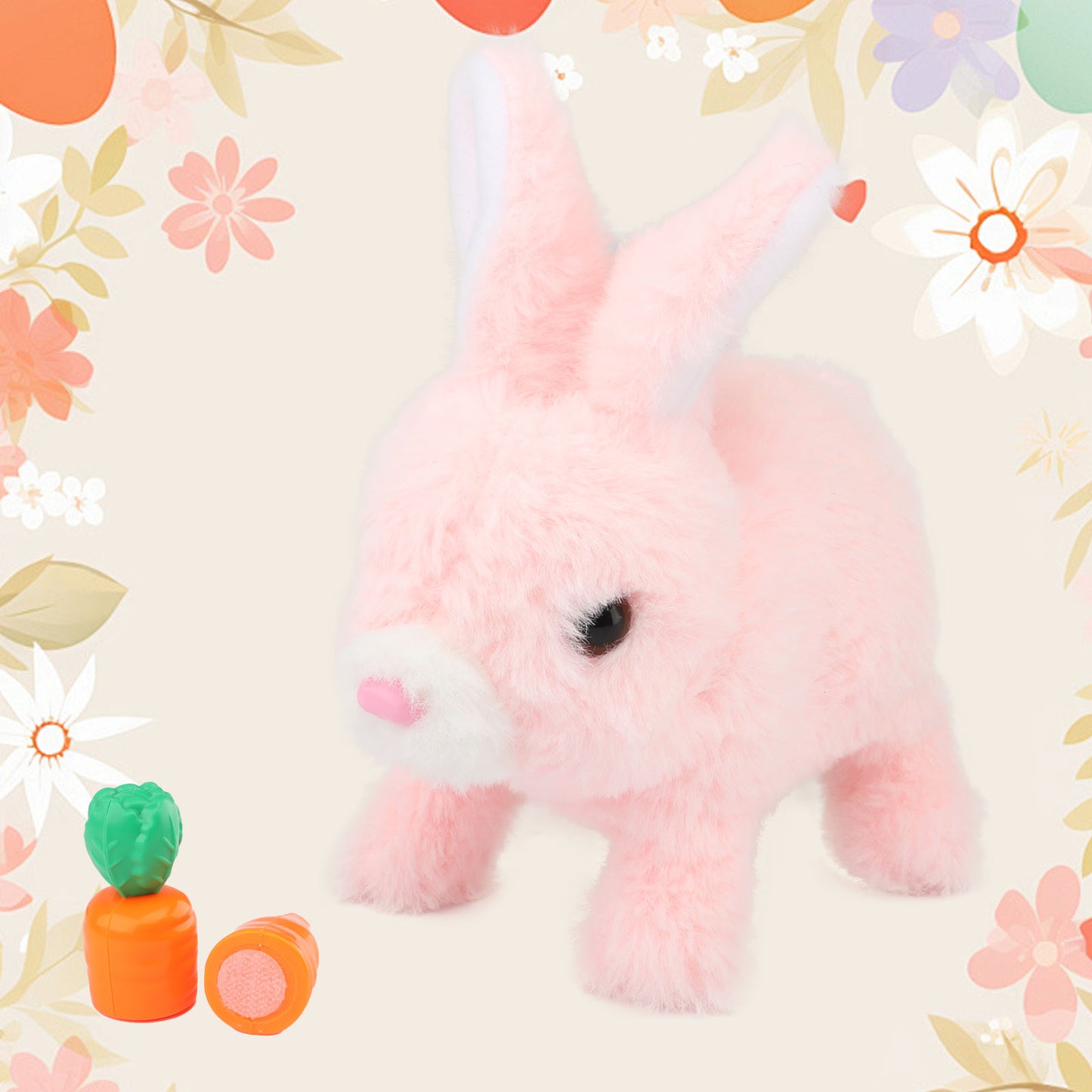 Hopping Rabbit Interactive Electronic Pet Plush Bunny Toy with Sounds Pink