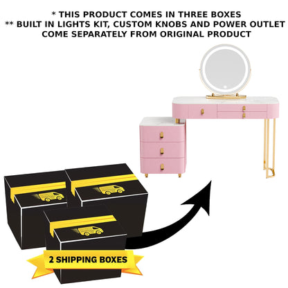 Marble Top Vanity Set,Luxury Makeup Vanity Table,Vanity with 6 Drawers,LED Smart Makeup Mirror,Luxury Vanities Fit for Family Bedroom,Gifts for Her (39 Inch)